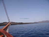 View from the ferry from Fira to the volcano